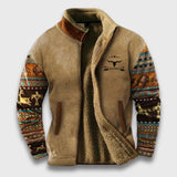 Dominik | Kuschelige Jacke mit Fellfutter – Braun mit Aufdruck