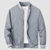 Jacke aus leichtem material mit reißverschluss und zweifarbigem design – Hellgrau
