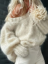 Dariya – Kurzer Und Weicher Strick Pullover – Weiß