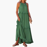 Maxikleid Stufen - Rüschenkleid für Damen, elegant & luftig – Grün