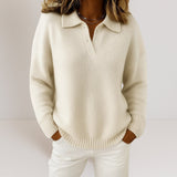 Lorie™ – Weicher Pullover mit Kragen – Weiß