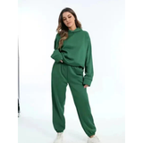 Damen Trainingsset | Zweiteiliges Oversize-Set Lässig – Dunkelgrün
