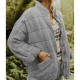 Damen Warme Reißverschluss Jacke – Grau