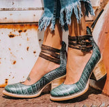 Wooden Walk - Edle High Heels – Grün