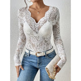 Patricia - Elegantes Damentop mit floralem Muster – Weiß