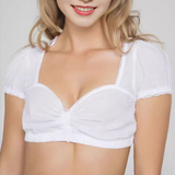 Damen Kurze Ärmel Oktoberfest Dirndl Bluse – Weiß