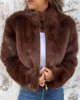 Arbel - Elegante Jacke Mit Stehkragen Aus Fell – Braun