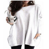 Damen nan oversized Longshirt mit Kontrastblock und aufgesetzten Taschen Drune – Weiß