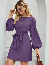 Thalindra – Elegantes langärmeliges Kleid – Lila