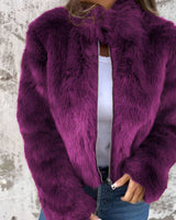 Arbel - Elegante Jacke Mit Stehkragen Aus Fell – Violett