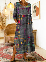 Maelle - Bedrucktes, locker geschnittenes Midikleid – Grau