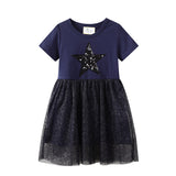 Mädchen Kleid mit glitzerndem Sternenmotiv und Tüllrock Drune – Lila