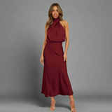 Dorothea | Stylish Maxi-Kleid mit Leichtigkeit – Weinrot