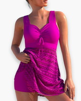 Damen Elegantes Gepolstertes Tankini-Set | Strandmode – Fuchsia