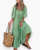 Damen Boho Maxikleid für Sommer | Vielseitiges Freizeitkleid – Grün