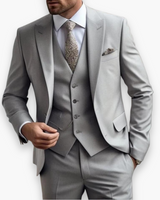 Herren Anzug 3-teilig Slim Fit | Klassisch & Elegant für Hochzeitsgäste – Hellgrau