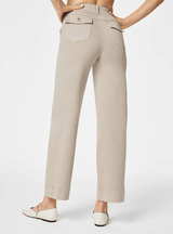Alva™ - Taillenkontrollierende Twill Cropped Weite Hose – Beige