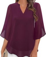 Damen Elegante Luftige Bluse | Vielseitig – Burgund