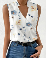 Damen Lässiges V-Ausschnitt Top | Sommer Tops Damen – Blumen 3