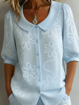 Perina - Soft-Touch-Bluse mit Blumenmuster – Blau