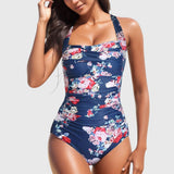 Lina | Einteiler Badeanzug – Blau-Rosa