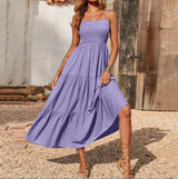 Eliadora – Elegantes Maxikleid mit Stufen – Hellviolett