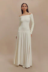 Maxi-Kleid für Damen mit Bardot - Raya – Elfenbein