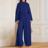 Natalia - Eleganter Jumpsuit mit Umhang – Blau