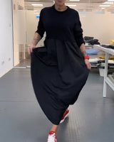 Daciana - Lässiges Langes Sommerkleid – Schwarz