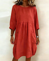 Maleesha - Stilvolles Kleid Mit Weiten Ärmeln – Rot