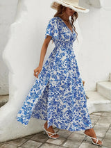 Korin – Elegantes und leichtes Maxikleid mit Blumenmuster – Blau