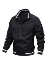 Stanton - Lässige Stehkragen Zip Up Jacke – Schwarz