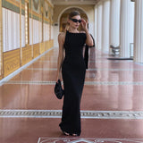Valentina - Langes tailliertes Kleid – Schwarz
