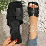 Damen Flache Quadratzehen Slipper – Bequeme Slip-Ons Für Sommerliche Strandtage – Schwarz