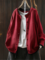 DIE ISOLDE | TEXTURIERTER CARDIGAN – Rot