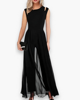 Damen Elegantes Vielseitig Jumpsuit | Durchsehen – Schwarz