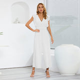 FashionFlow - Plissee-Hose mit weitem Bein Jumpsuit – Weiß