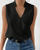 Damen Lässiges V-Ausschnitt Top | Sommer Tops Damen – Schwarz