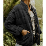 Damen Warme Reißverschluss Jacke – Schwarz
