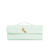 Geflochtene Damen Clutch aus Echtleder – Elegant & Vielseitig – Gletscherblau