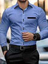 Shoval - Elegantes Langarm Hemd Mit Knopfleiste – Blau