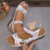 Navina - Orthopädische Keilsandalette – Schmetterlingsdruck