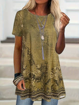Abhishani - T-Shirt Mit Blumenmuster Und Lockerer Passform – Gelb