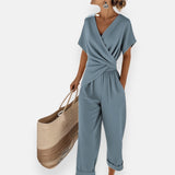 Lyra | Outfit mit drapierter Schleife – Blau