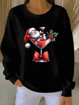 Lotte - Weihnachts-Pullover mit verspieltem Weihnachtsmann-Design – Schwarz