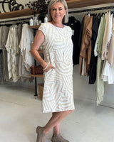 Nelia | Sommerkleid mit Rundhalsausschnitt und schönem Print – Weiß