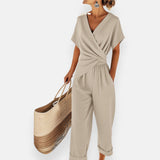 Lyra | Outfit mit drapierter Schleife – Beige