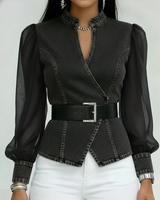 Vessa – Jeans-Top Mit Lappen ärmeln – Schwarz
