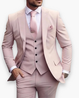 Herren Anzug 3-teilig Slim Fit | Klassisch & Elegant für Hochzeitsgäste – Hellrosa