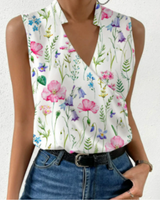 Damen Lässiges V-Ausschnitt Top | Sommer Tops Damen – Blumen 1